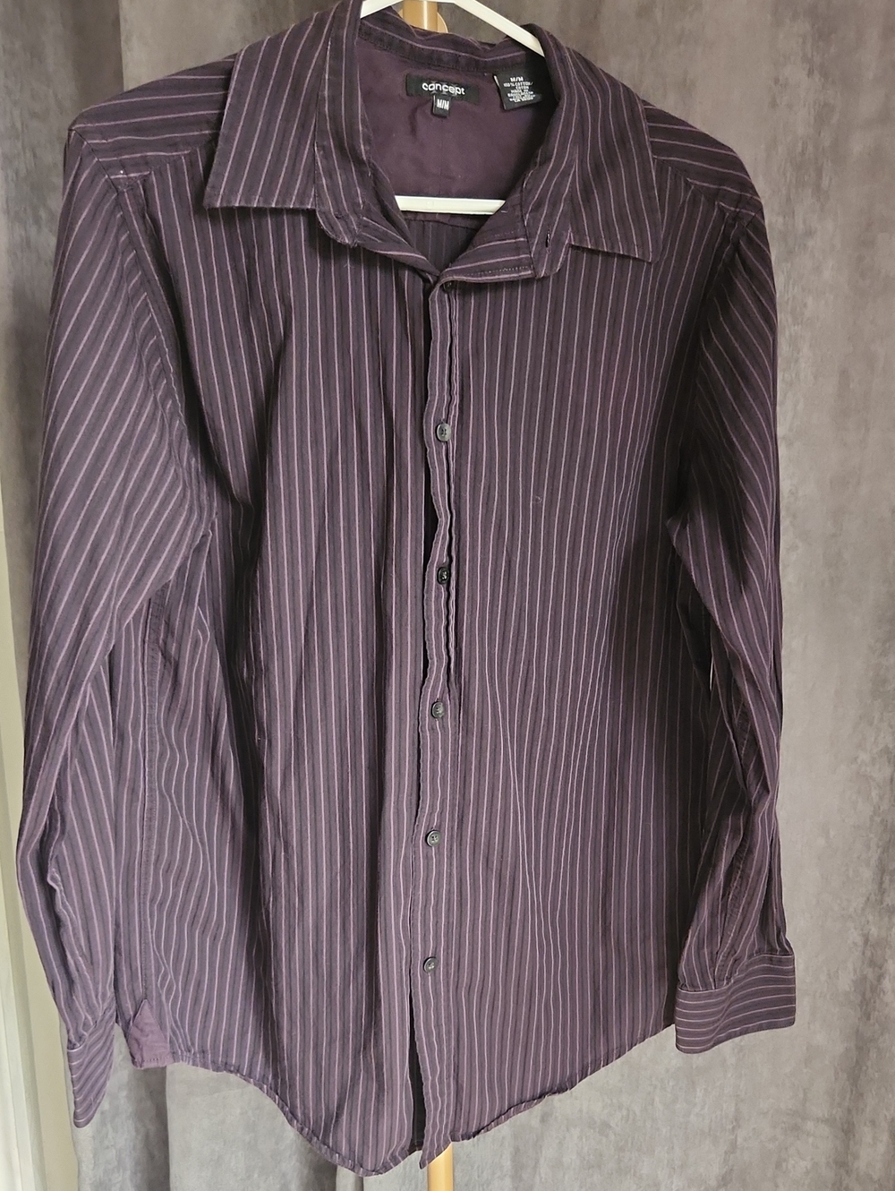 Concept Men's Dark Purple Pinstripe Button-Down Shirt
